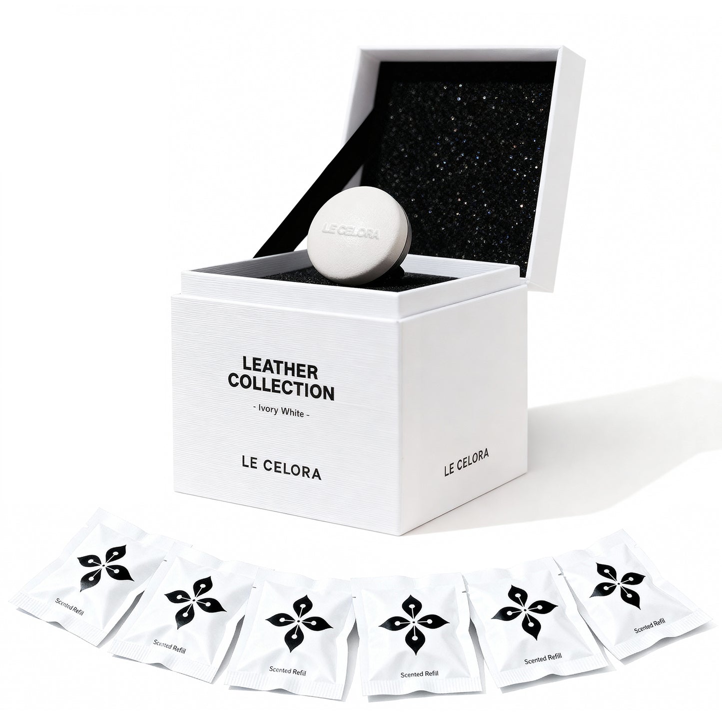 LECELORA Luxury Car Vent Air Freshener, Auto Leather Aroma Diffuser Waterless Car Fragrance, 6 Refillable Scents with 180 Days Free, Elegant Gift for All Holidays-Coco Nuage