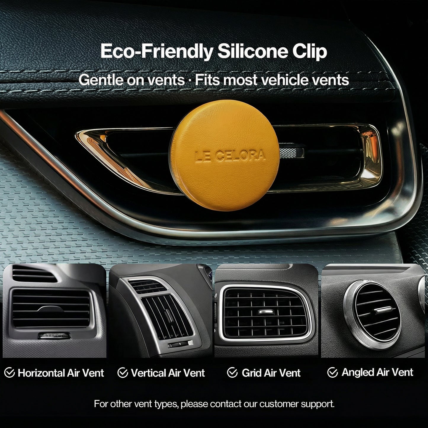 LECELORA Car Diffuser with 6 Scent Refills - Luxury Leather Vent Clip Long Lasting Car Air Freshener, Perfect Birthday Anniversary Valentines Gift for Him Her-Oud Lumiere