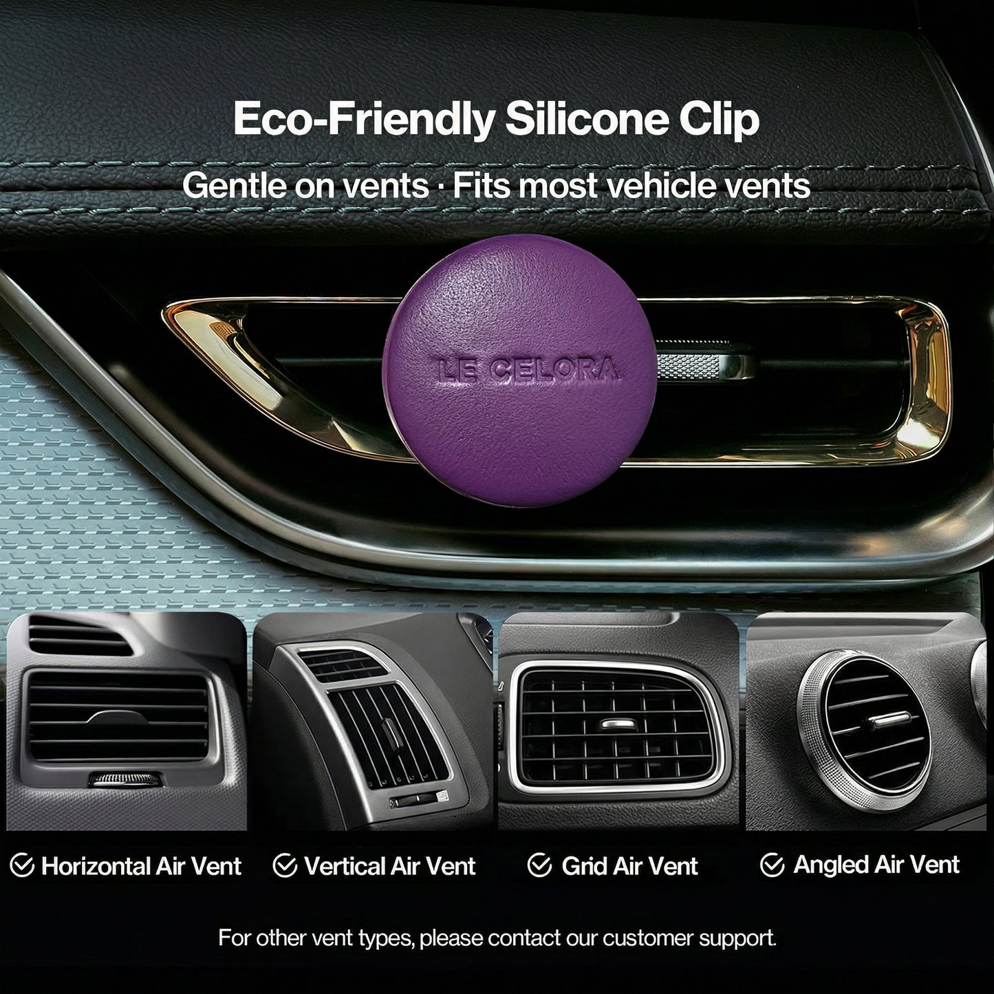 LECELORA Car Air Freshener Diffuser - Premium Leather Vent Clip Car Gift for Men & Women, 180+ Day Long Lasting Scent, Auto Air Freshener-Velours Nocturne