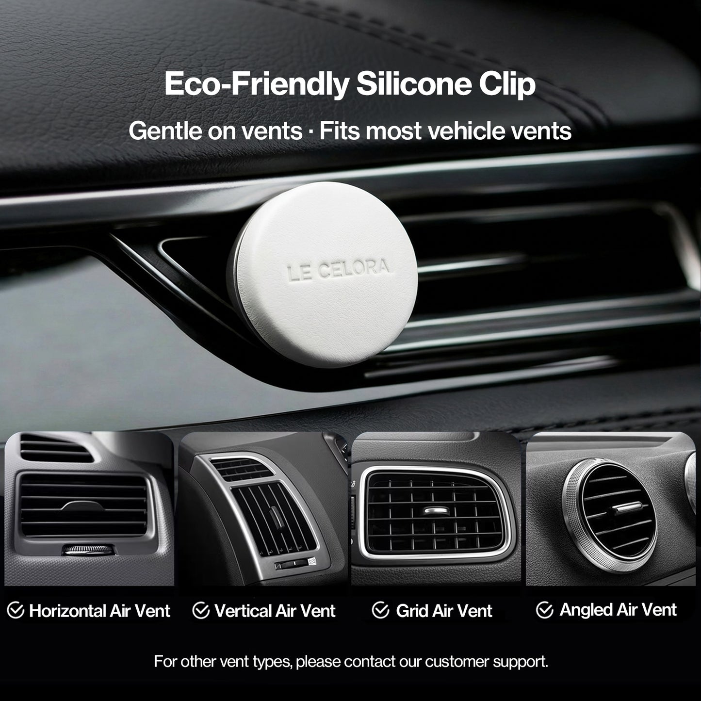 LECELORA Luxury Car Vent Air Freshener, Auto Leather Aroma Diffuser Waterless Car Fragrance, 6 Refillable Scents with 180 Days Free, Elegant Gift for All Holidays-Coco Nuage
